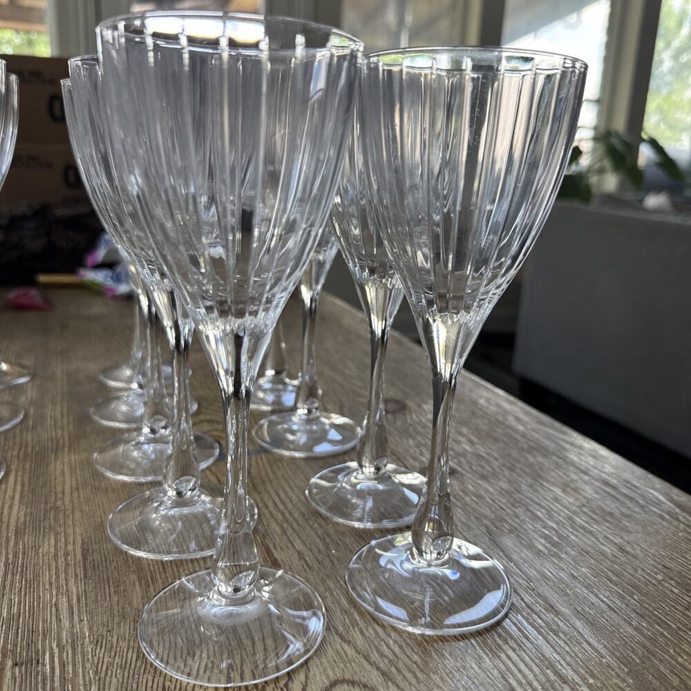 Set Of 9 Royal Crystal Rock SOLARIS Oneida Water Wine Goblets Glasses 7 3/4”